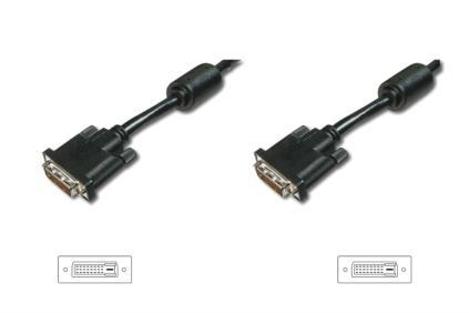 ASSMANN DVI connection cable DVI 24+1 2x ferrit M/M 10.0m DVI-D Dual Link bl
