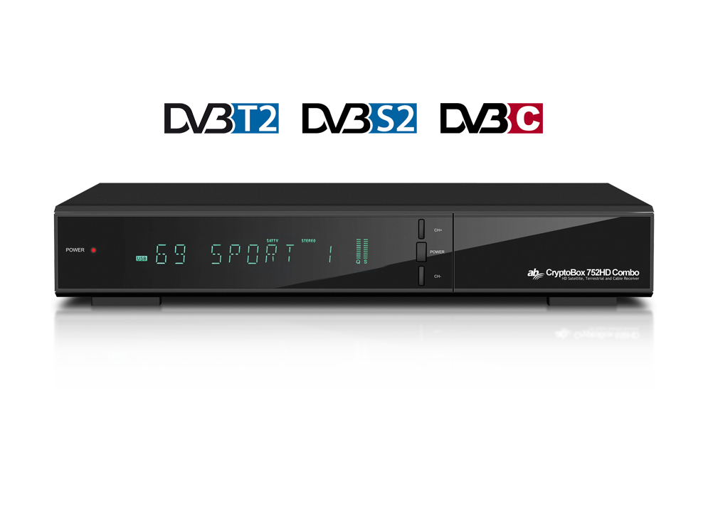 AB DVB-T2/S2/C přijímač Cryptobox 752HD Combo/ Full HD/ H.265/HEVC/ čtečka karet/ HDMI/ USB/ SCART/ LAN/ PVR/ Timeshift