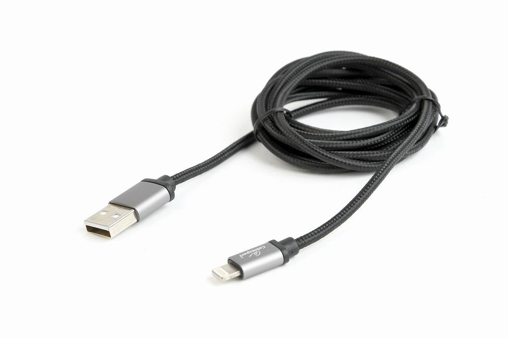 GEMBIRD Kabel USB 2.0 Lightning (IP5 a vyšší) nabíjecí a synchronizační kabel, opletený, 1,8m, černý, blister