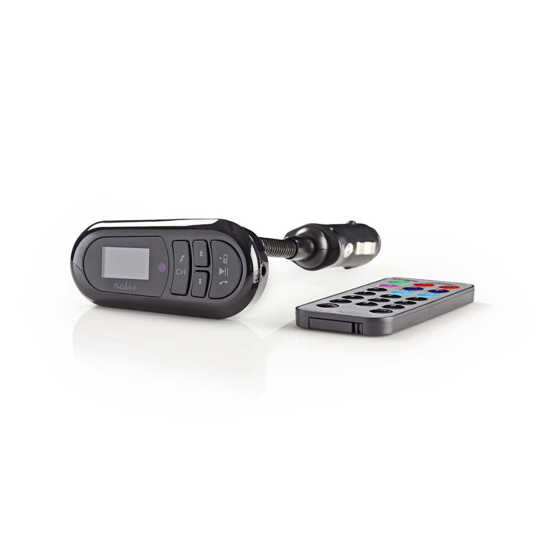 NEDIS FM Transmitter do auta/ Hands free volání/ 0.4 "/ LCD obrazovka/ Bluetooth 4.2/ 12 - 24 V DC/ 0.5 A/ USB/ černý