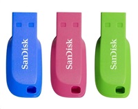 SanDisk Flash Disk 16GB Cruzer Blade (3-pack, 3x 16GB) USB 2.0, modrá, zelená, růžová