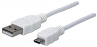 MANHATTAN Kabel propojovací USB 2.0 A Male / Micro-B Male, 1m, bílý