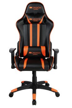 CANYON herní židle Fobos, PU kůže, kovový rám, 90-165°, 2D opěrka, plynový zdvih třídy 4, černo-oranžová