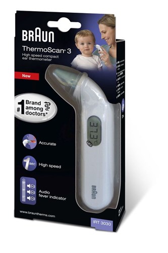 Braun IRT 3030 ThermoScan 3 dětský teploměr, bezkontaktní, infračervený, do ucha
