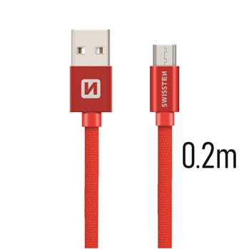 Swissten Datový Kabel Textile Usb / Micro Usb 0,2 M Červený