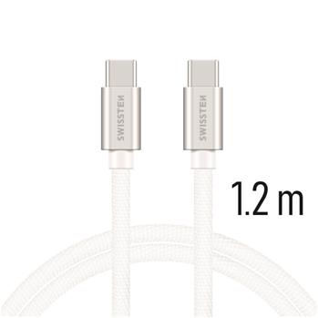 Swissten Datový Kabel Textile USB-C / USB-C 1,2 M Stříbrný