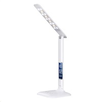 Solight LED stmívatelná stolní lampička s displejem, 6W, volba teploty světla, bílý lesk - WO43