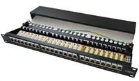 XtendLan Patch panel 19", 24 portů, stíněný, C6,dual, 2xAu, s LED vyhledáváním