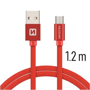 Swissten Datový Kabel Textile Usb / Micro Usb 1,2 M Červený