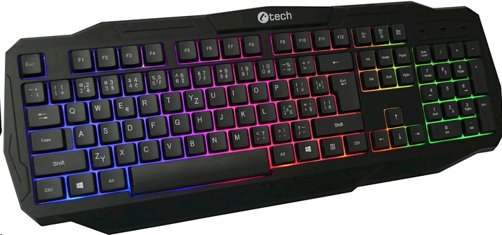 C-Tech Arcus GKB-15 herní klávesnice, casual gaming, CZ/SK, duhové podsvícení, USB