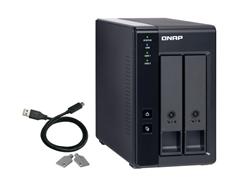 QNAP TR-002 QNAP 2-bay 3.5" SATA HDD USB 3.1 Gen2 10Gbps type-C hardware RAID external enclosure. USB-C to USB-A cable included. Expansion uni