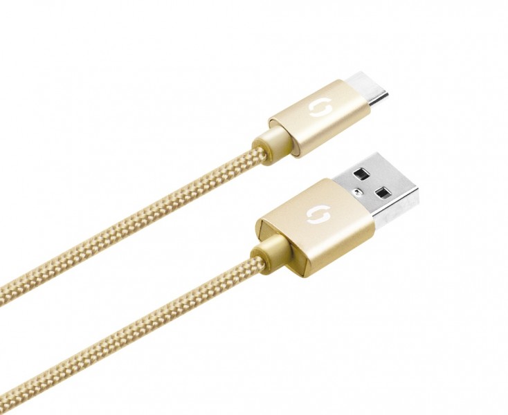 Datový kabel ALIGATOR PREMIUM 2A, USB-C, 1m, zlatý