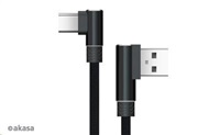 AKASA kabel pravoúhlý, USB Type-A, USB Type-C, napájecí & Sync, 1m, černý