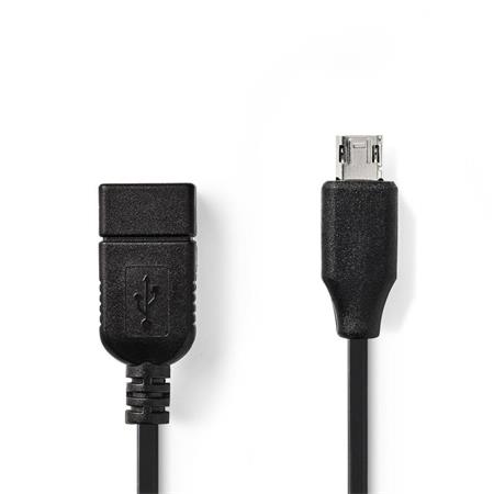 NEDIS kabel USB 2.0/ zástrčka micro-B - zásuvka USB-A/ podpora OTG/ černý/ 20cm