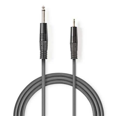 NEDIS stereo audio kabel/ 6,35 mm zástrčka - 3,5 mm zástrčka/ šedý/ 3m