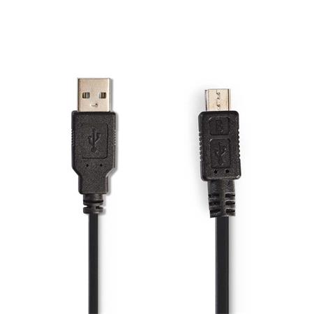 NEDIS kabel USB 2.0/ zástrčka USB-A - zástrčka micro-B/ spirálový/ černý/ 2m