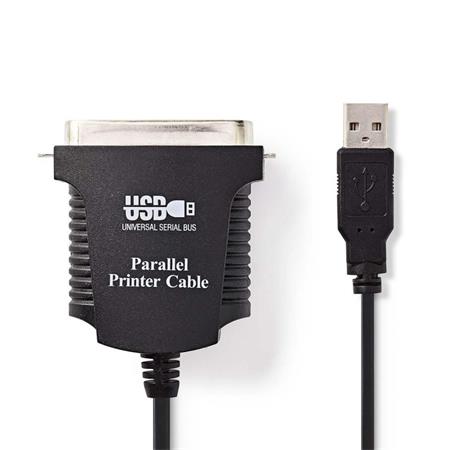 NEDIS kabel USB 2.0 k tiskárně/ zástrčka USB-A - zástrčka Centronics 36-pinová/ černý/ 2m