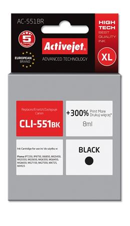 ActiveJet ink cartr. Canon CLI-551Bk premium with chip - 10 ml AC-551BR