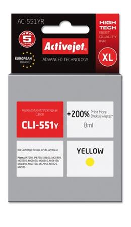 ActiveJet ink cartr. Canon CLI-551Y premium with chip - 10 ml AC-551YR