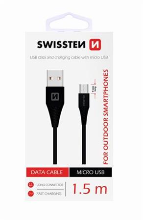 Swissten Datový Kabel Usb / Micro Usb 1,5 M Černý (9Mm)