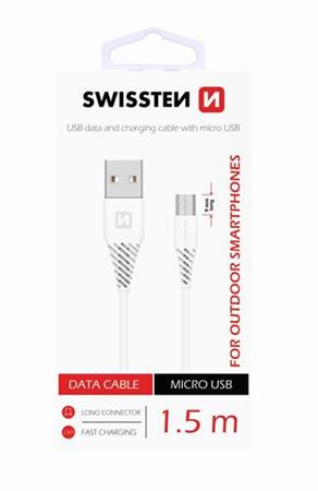 Swissten Datový Kabel Usb / Micro Usb 1,5 M Bílý (9Mm)