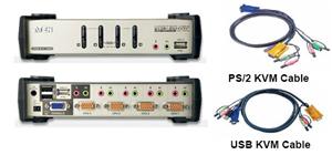 Aten CS-1734BC KVM přepínač USB Hub, OSD, 4PC audio+USB-PS/2 ATEN přepínač 4-port KVMP USB+PS/2, usb hub, audio, OSD, 1.2m kabely