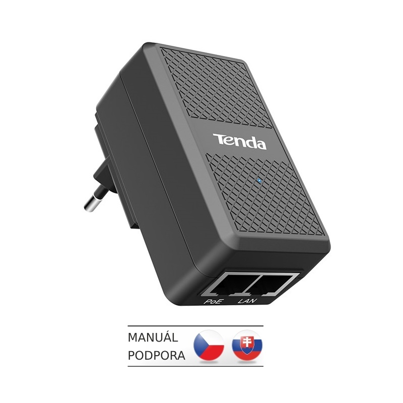 Tenda PoE15F-48V-I Fast Ethernet Power Injector PoE 15.4W, 48V, 2x LAN 10/100 Mb/s