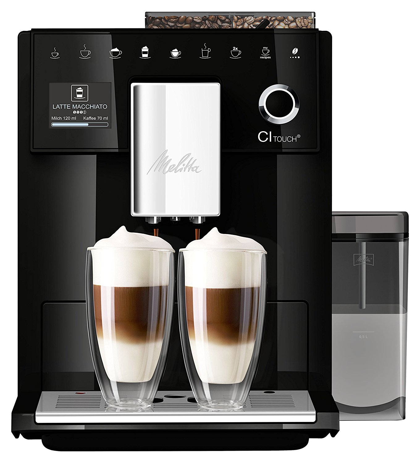 Melitta CI Touch F630-102 automatický kávovar, 1400 W, 15 bar, vestavěný mlýnek, nádoba na mléko, černý