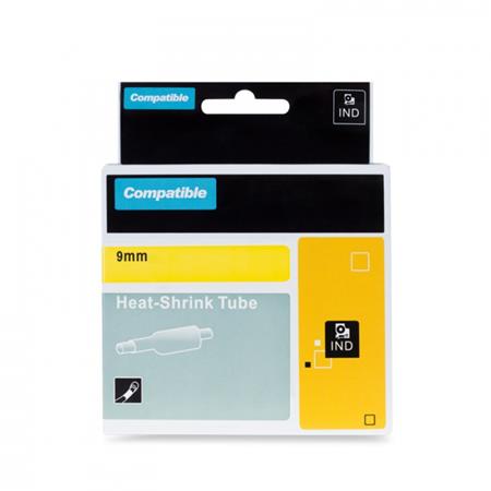 PRINTLINE kompatibilní páska s DYMO 18054, 9mm, 1,5m, černý tisk/žlutý p., RHINO, bužírka