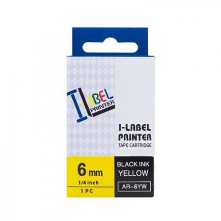 Páska do tiskárny PrintLine za Casio XR-6YW1 Páska do tiskárny, pro tiskárny štítků, kompatibilní s Casio XR-6YW1, 6mm, 8m, černý tisk, žlutý podklad PLTC20 PRINTLINE kompatibilní páska s Casio XR-6YW