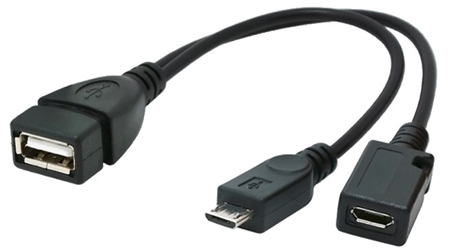 Gembird adaptér OTG USB (AF) / Micro-USB (BF) na Micro-USB (BM), kabel, 0.15 m