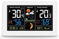 Solight meteostanice, extra velký barevný LCD, teplota, vlhkost, tlak, RCC, USB nabíjení, bílá - TE81W