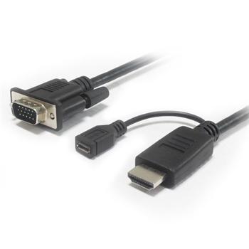 PremiumCord Kabelový převodník HDMI na VGA s napájecím micro USB konektorem 2m