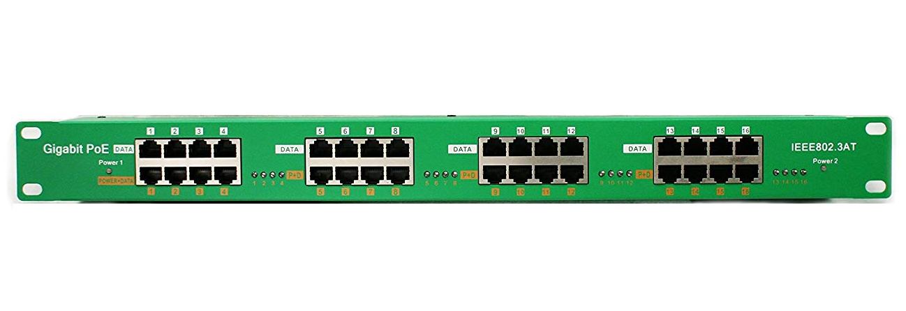 POE-PAN16-GBATF 802.3af/at gigabitový stíněný 16-portový PoE panel