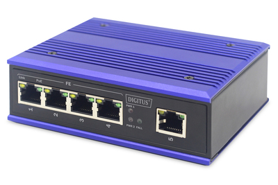 Digitus DN-650107 DIGITUS Professional Industrial 4-Port Fast Ethernet PoE Switch + 1 uplink port