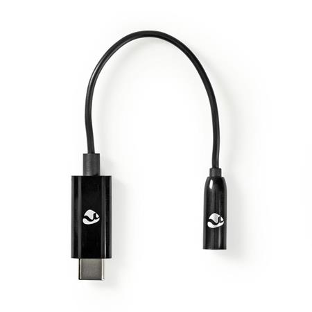 NEDIS USB-C adaptér/ USB-C zástrčka – 3,5 mm jack zásuvka + USB-C zásuvka/ černý/ box/ 15cm