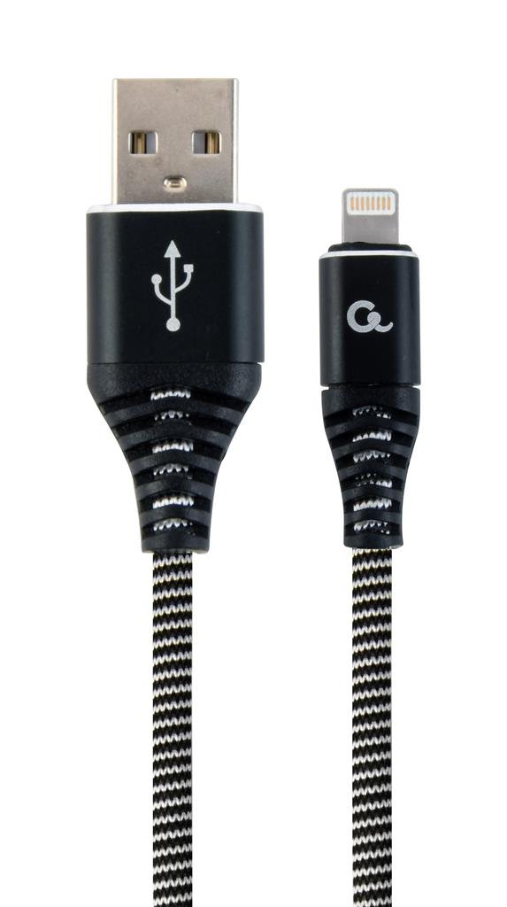 GEMBIRD Kabel USB 2.0 AM na Type-C kabel (AM/CM), 1m, opletený, černo-bílý, blister, PREMIUM QUALITY