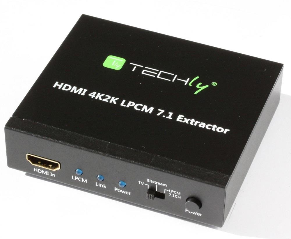 TECHLY 025756 HDMI 4K audio extractor SPDIF Toslink. 4x Jack 3.5mm. LPCM 5.1CH / 7.1CH
