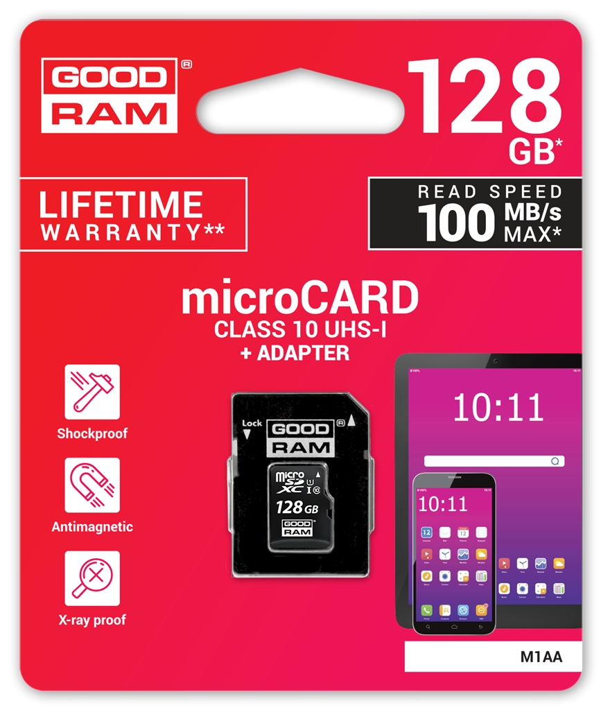 Goodram microSDXC UHS-I 128 GB M1AA-1280R12 GOODRAM memory card Micro SDXC 128GB Class 10 UHS-I + Adapter