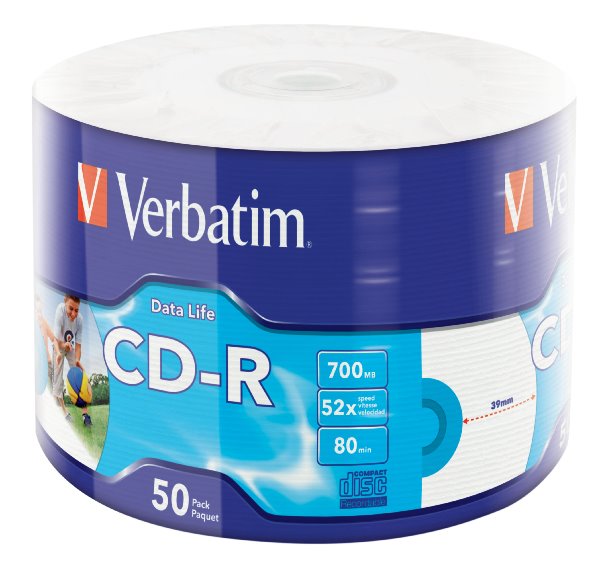 VERBATIM CD-R 700MB, 52x, printable, wrap 50 ks