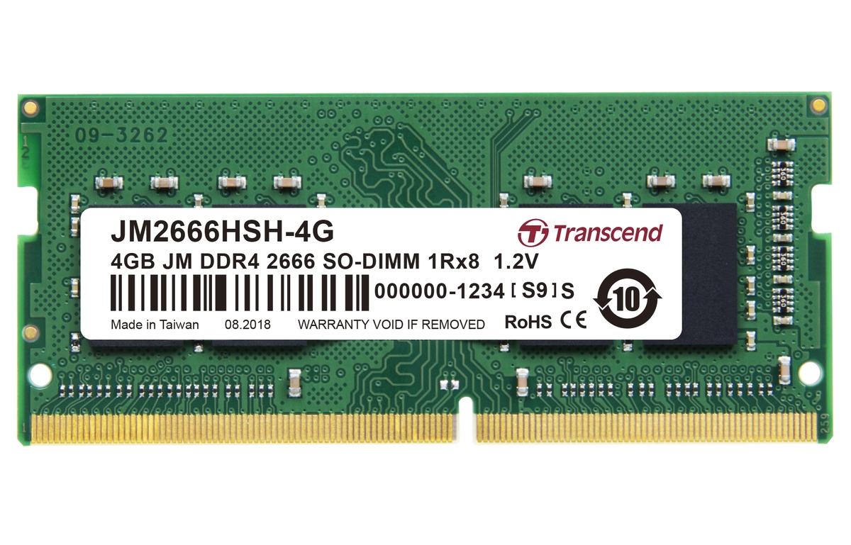 Transcend SODIMM DDR4 4GB 2666MHz CL19 TS2666HSH-4G SODIMM DDR4 4GB 2666MHz TRANSCEND 1Rx8 512Mx8 CL19 1.2V