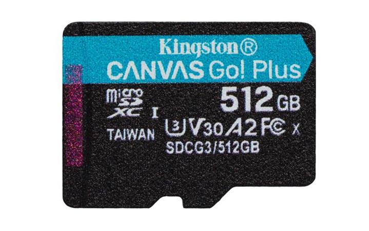 Kingston microSDXC 512 GB SDCG3/512GBSP Kingston MicroSDXC karta 512GB Canvas Go Plus 170R A2 U3 V30 Single Pack bez ADP