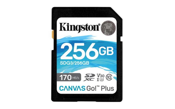 Kingston SDXC Class 10 256 GB SDG3/256GB Kingston SDXC karta 256GB SecureDigital Canvas Go! Plus (SDXC) Card, 170R 90W Class 10 UHS-I U3 V30