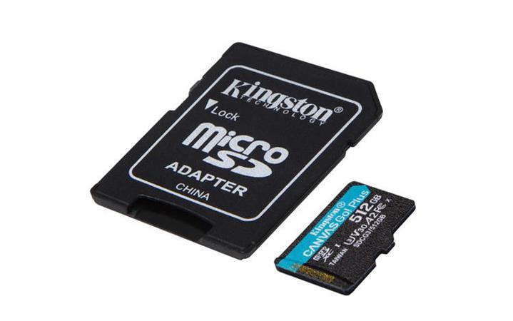 Kingston SDXC Class 10 512 GB SDCG3/512GB Kingston MicroSDXC karta 512GB Canvas Go Plus 170R A2 U3 V30 Card + ADP
