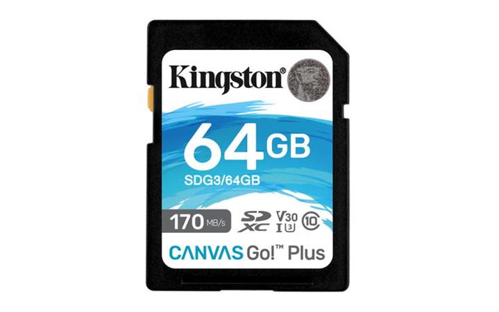 Kingston SDXC karta 64GB SecureDigital Canvas Go! Plus (SDXC) Card, 170R 70W Class 10 UHS-I U3 V30