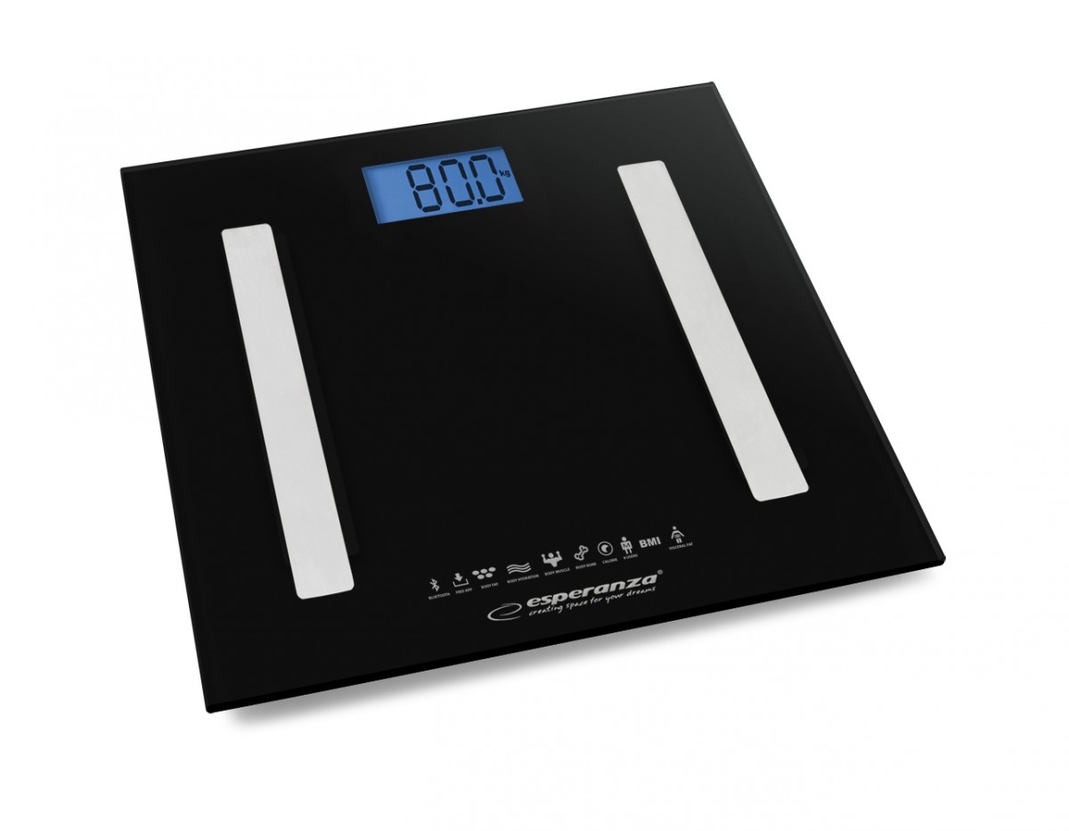 Esperanza FIT bezdrátová digitální koupelnová váha, 5-180kg, černá