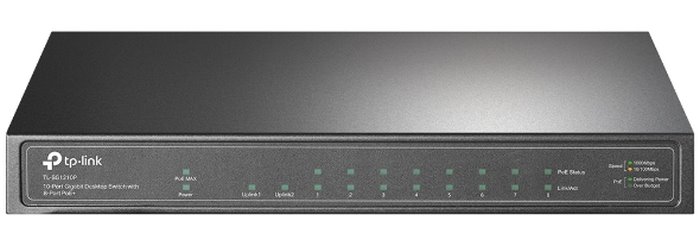 TP-LINK TL-SG1210P TP-Link CCTV switch TL-SG1210P (8xGbE, 1xGbE uplink, 1xSFP, 8xPoE+, 63W, fanless)