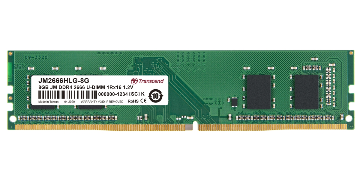Transcend JM2666HLG-8G DIMM DDR4 8GB 2666MHz TRANSCEND 1Rx16 1Gx16 CL19 1.2V