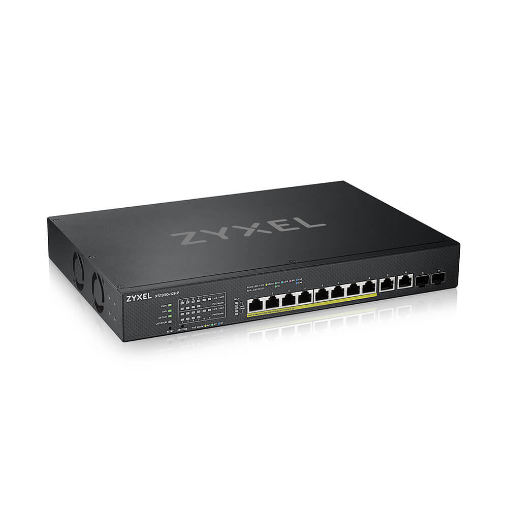 ZYXEL XS1930-12HP-ZZ0101F Zyxel XS1930-12HP 8-port Multi-Gigabit Smart Managed PoE Switch with 2 10GbE and 2 SFP+ Uplink, PoE 375W
