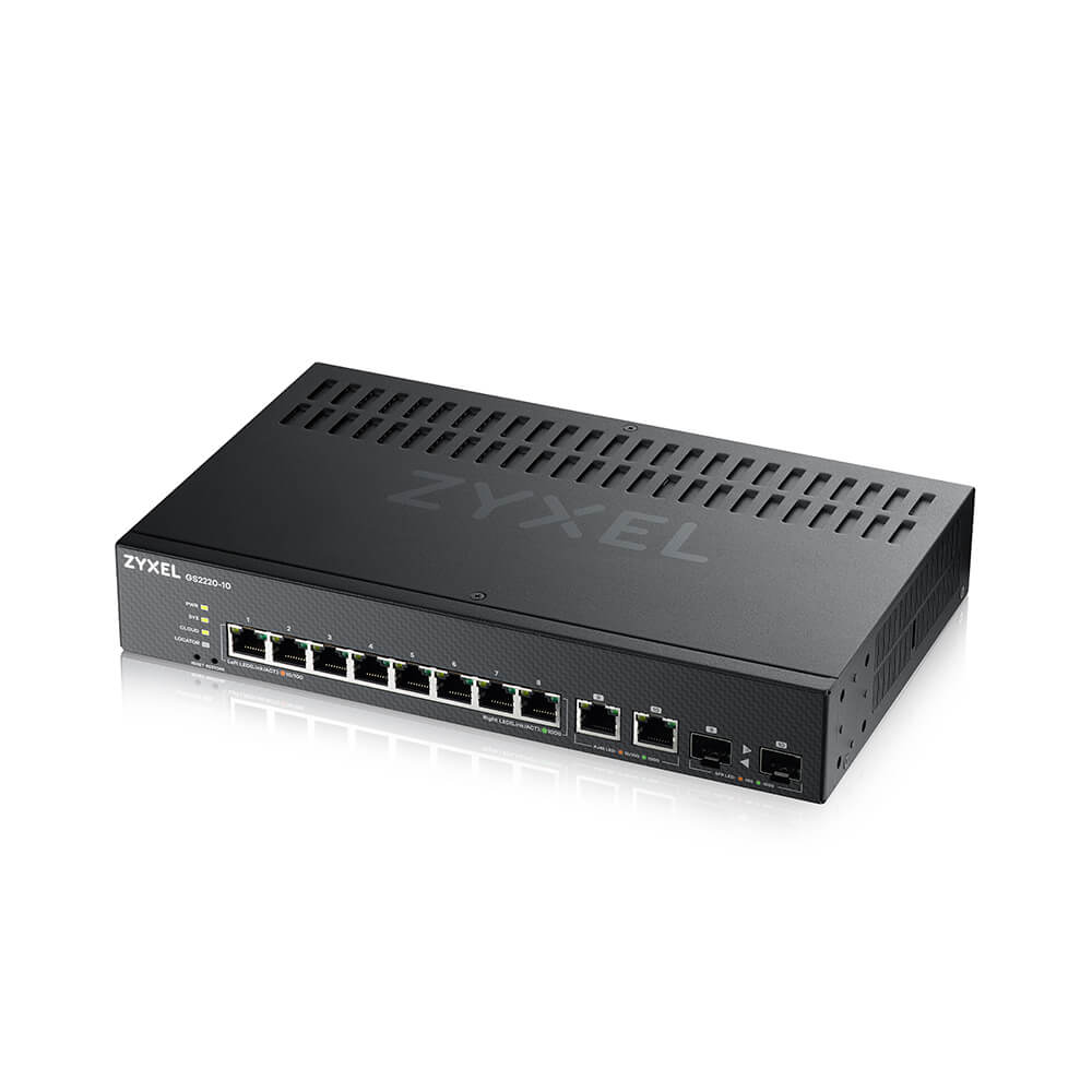 Zyxel GS2220-10,EU region,8-port GbE L2 Switch with GbE Uplink (1 year NCC Pro pack license bundled)